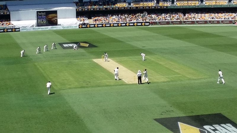 Australia and India playing a Test match at the Gabba in 2014