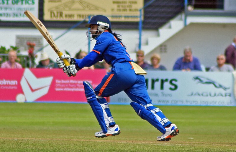 India batter Mithali Raj playing a shot at Truro in 2012